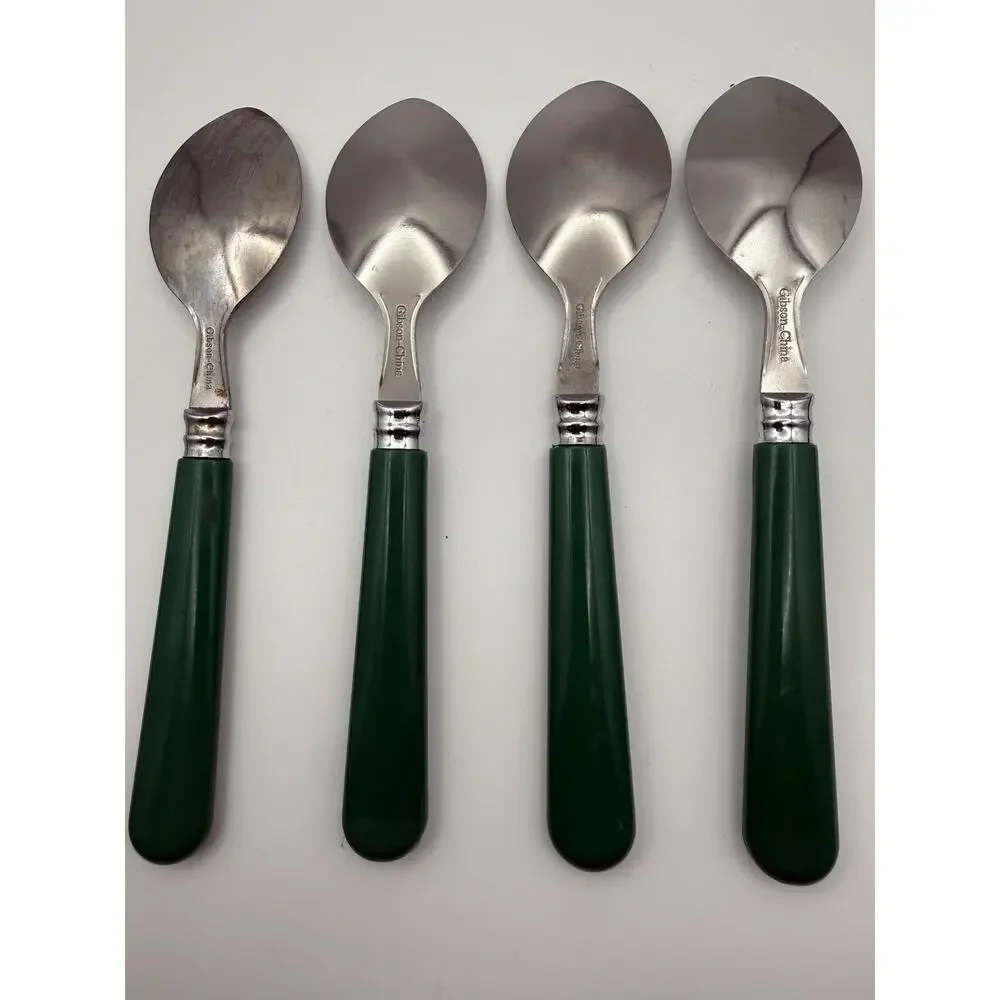 Gibson Sensations Forest Green Plastic Handle Teaspoons Set of 4 Replacement